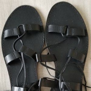 NEW black jcrew 7.5 black wrap sandals (w/o tag)